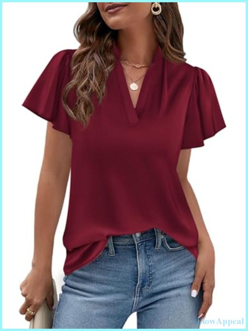 Womens Satin V-Neck Cap Sleeve Blouse Dressy Casual Silky Summer Top